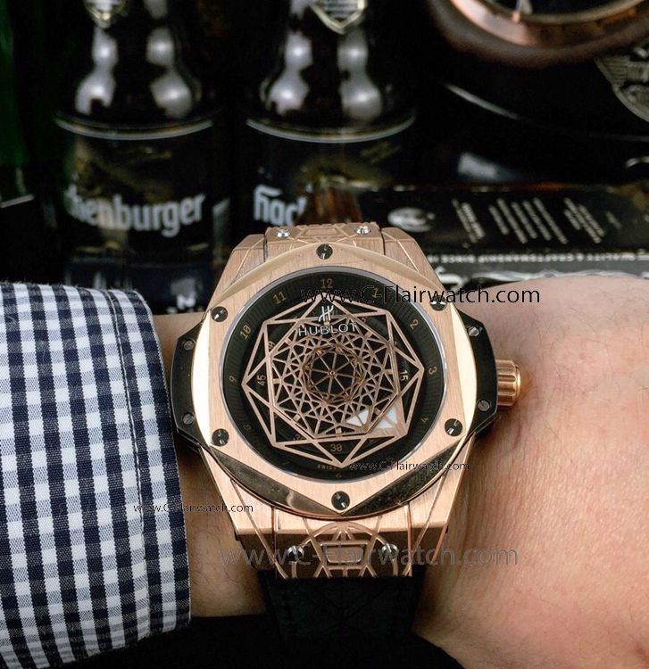 Swiss Quality Copy Hublot Sang Bleu Rose Gold Sapphire Watch